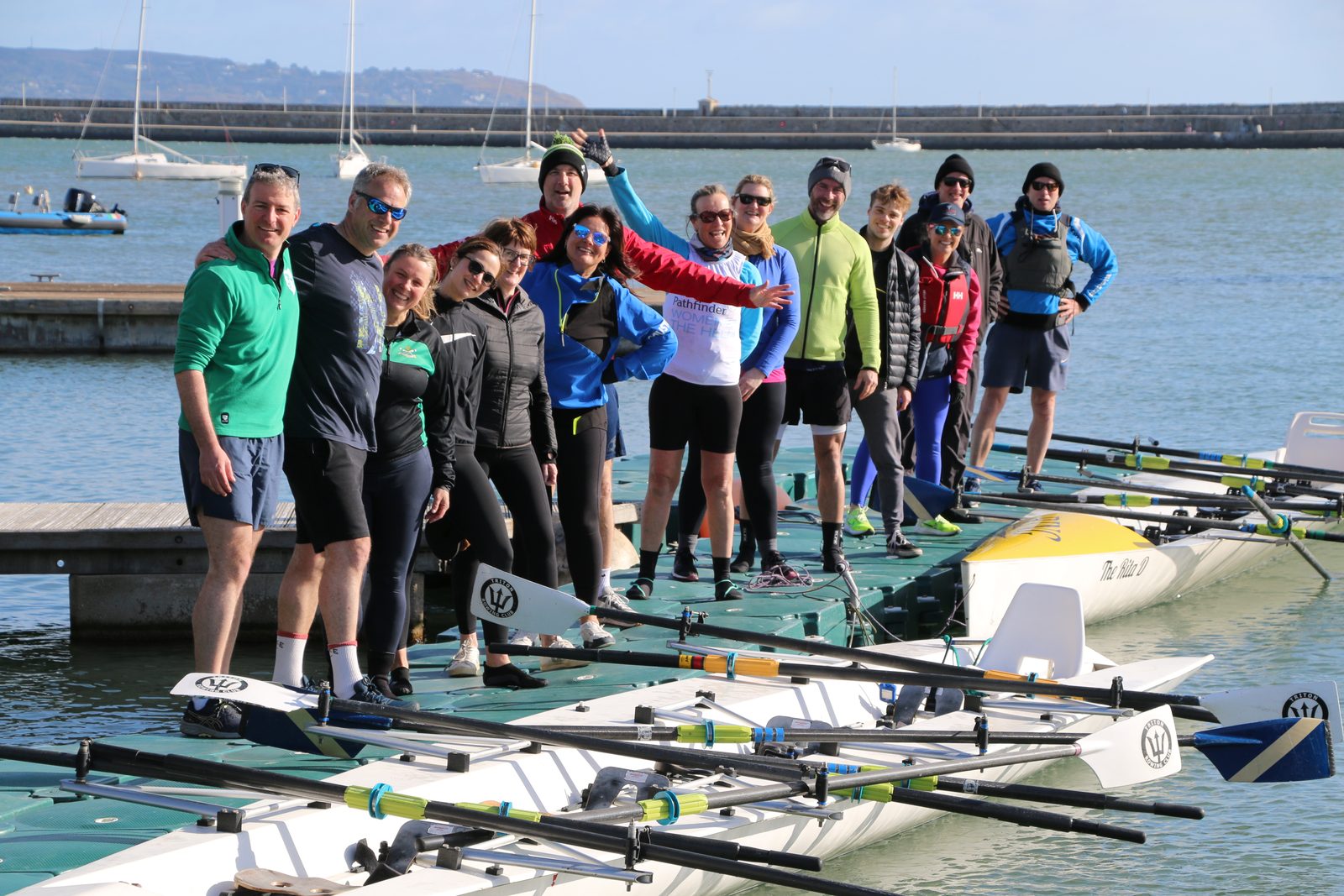 RSGYC rowing members on the pontoon