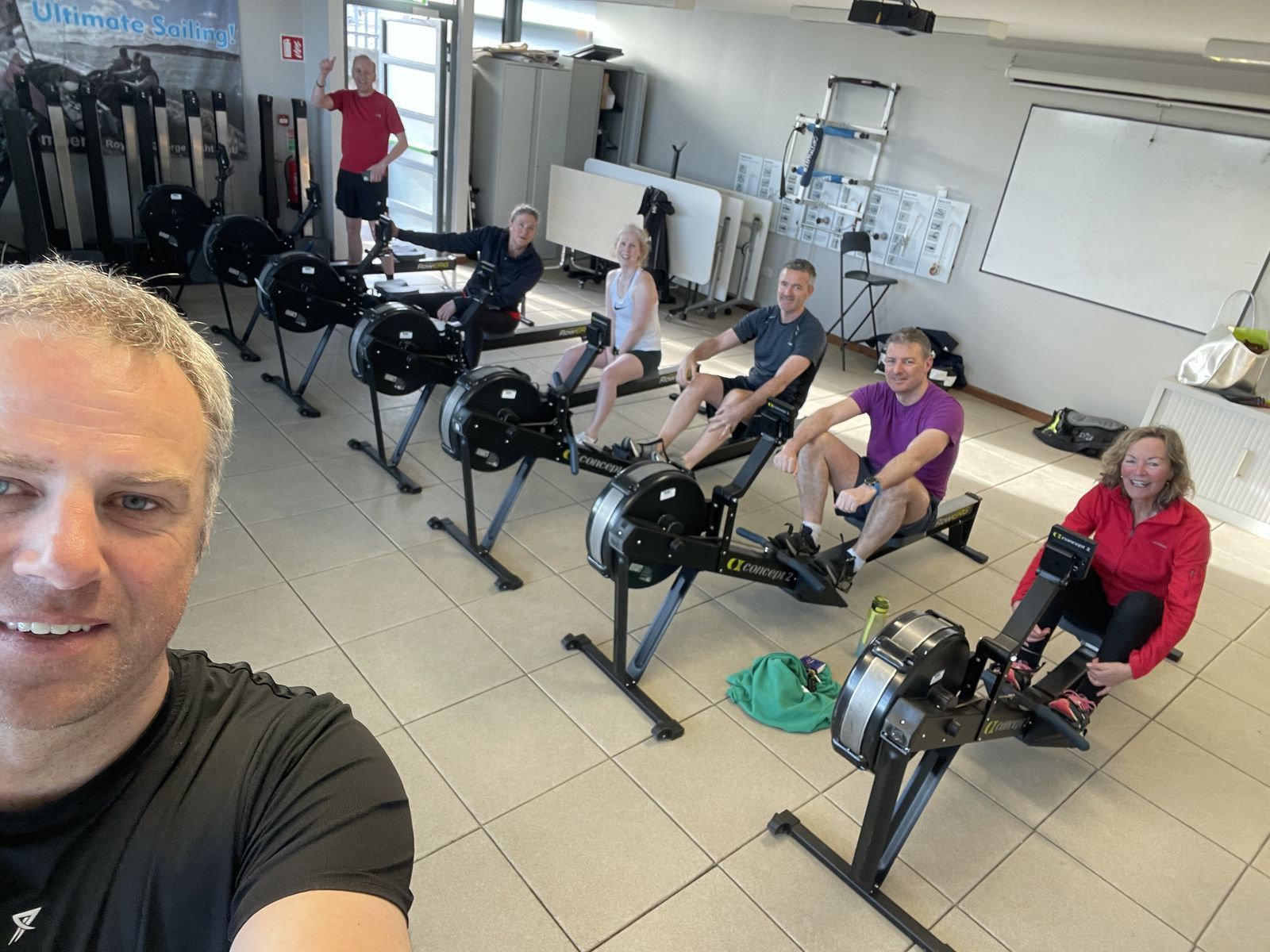 RSGYC rowers training on the ERGs