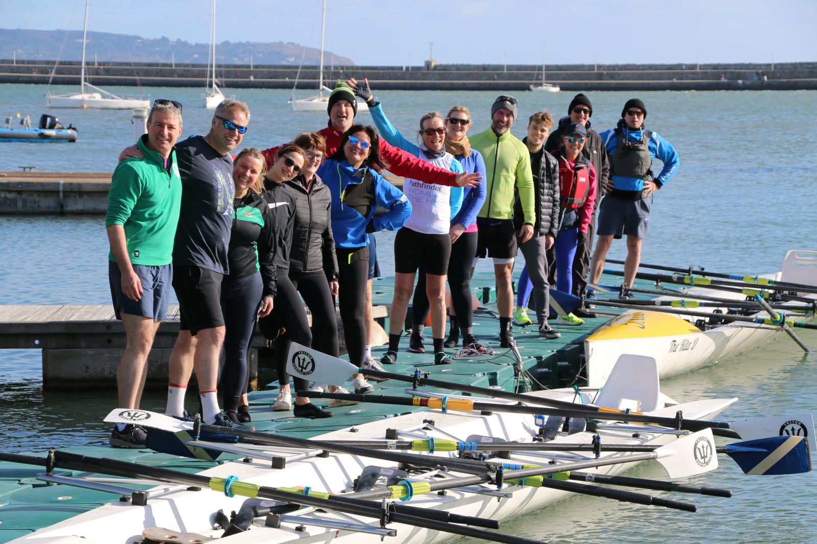 RSGYC rowing members on the pontoon